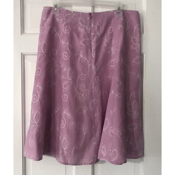 Vintage David Brooks Pink Embroidered A-line Linen Lined Skirt Women’s 12 - Picture 2 of 4